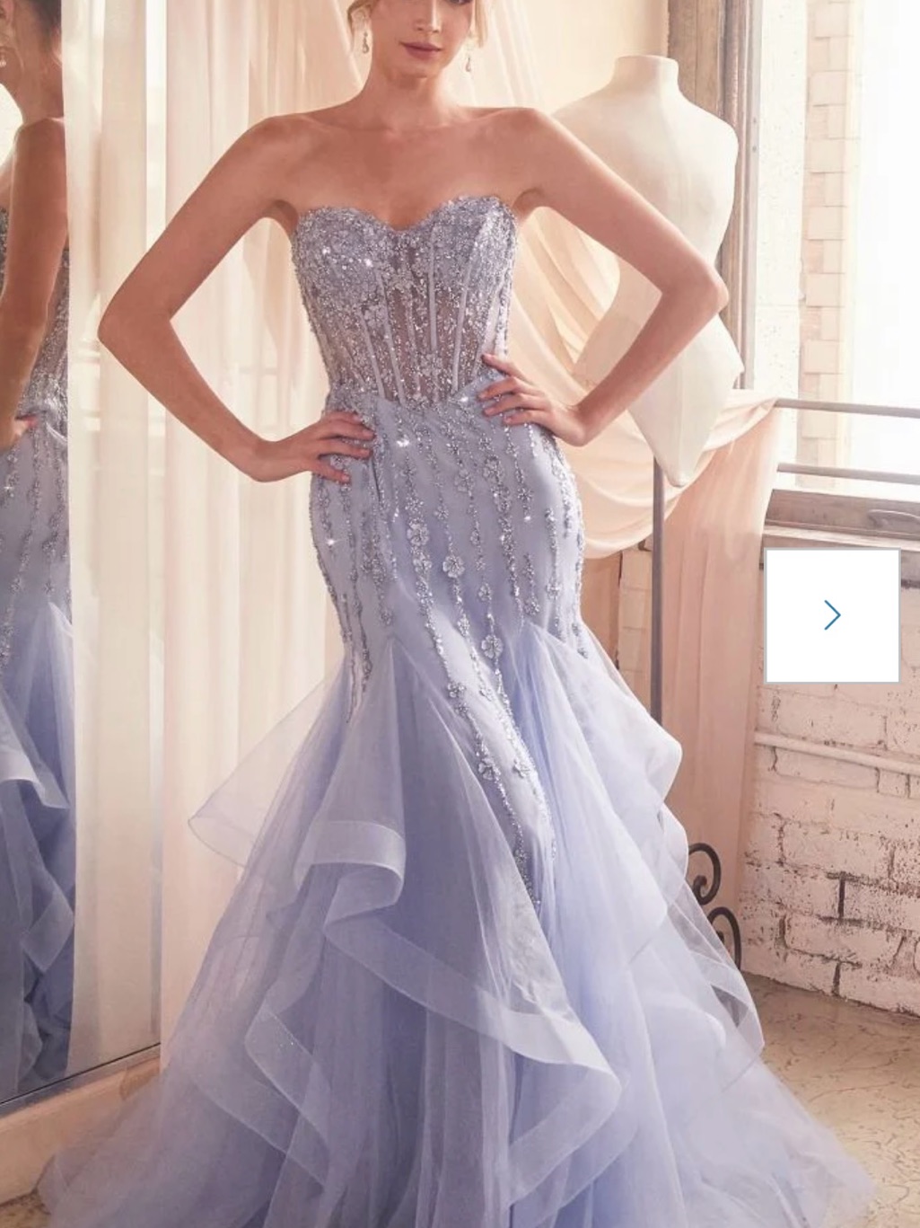 Lavender Strapless Beaded Mermaid Gown